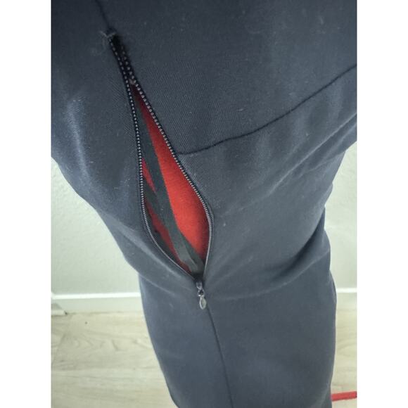 Elegant Navy Blue Sheath Dress Ruched V-Neck 3/4 Sleeve Cocktail Party - Picture 5 of 9